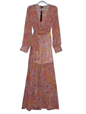 Spy Zone Exchange Maxi Dress Size XL Floral in Peach Marigold NEW NWT
